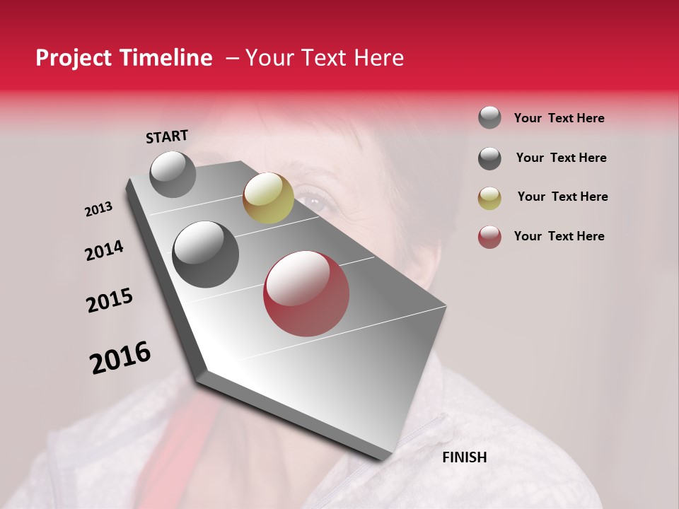 A Woman Smiling With A Red Ribbon Around Her Neck PowerPoint Template