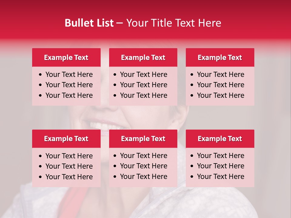 A Woman Smiling With A Red Ribbon Around Her Neck PowerPoint Template