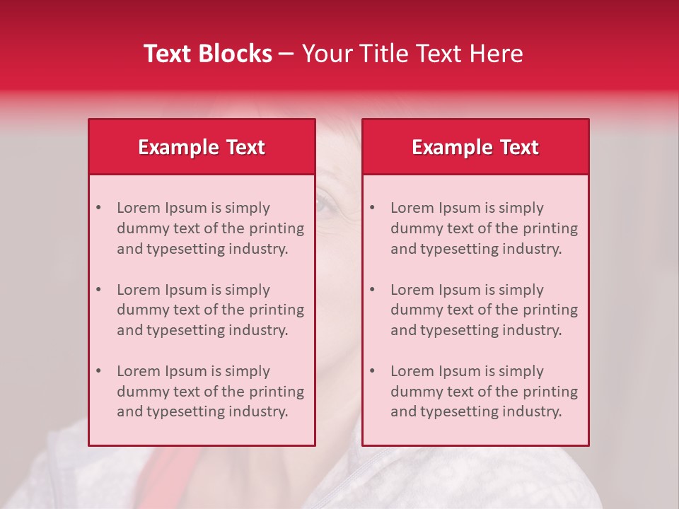 A Woman Smiling With A Red Ribbon Around Her Neck PowerPoint Template