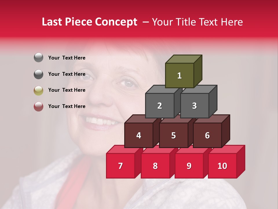 A Woman Smiling With A Red Ribbon Around Her Neck PowerPoint Template