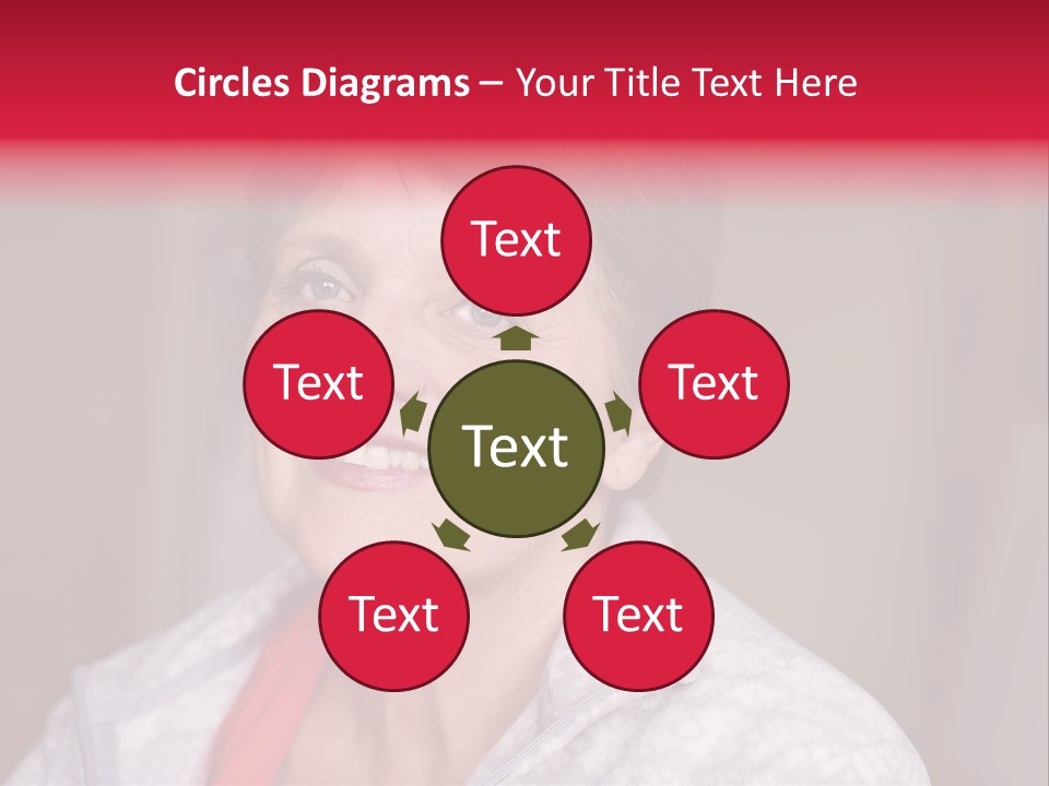 A Woman Smiling With A Red Ribbon Around Her Neck PowerPoint Template