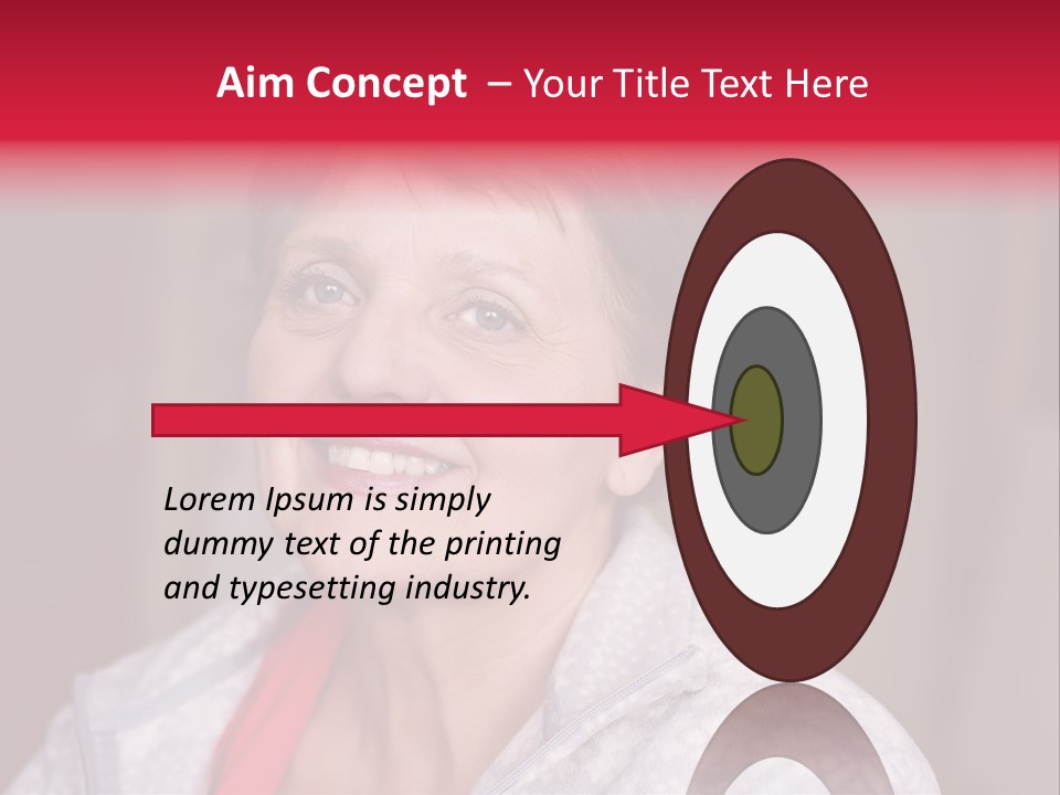 A Woman Smiling With A Red Ribbon Around Her Neck PowerPoint Template