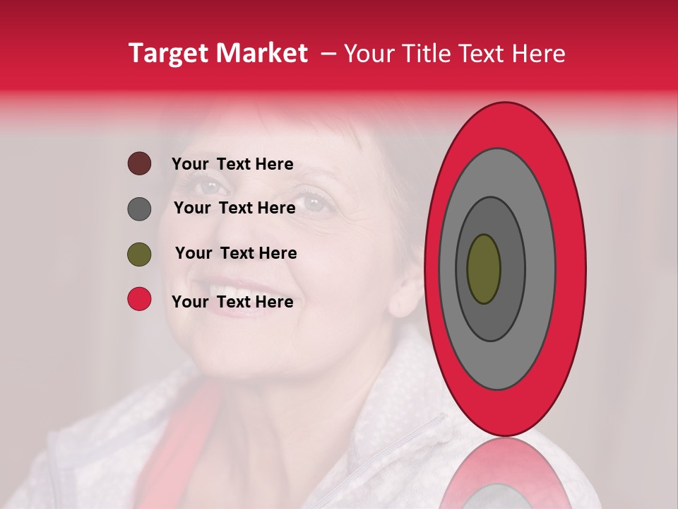 A Woman Smiling With A Red Ribbon Around Her Neck PowerPoint Template