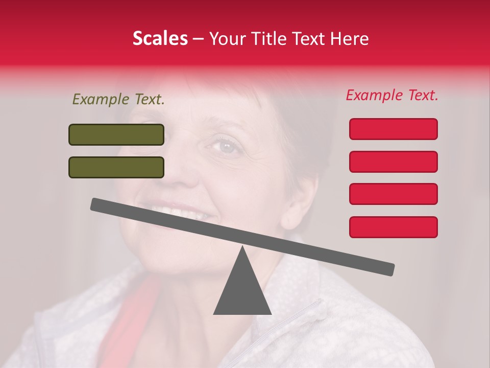 A Woman Smiling With A Red Ribbon Around Her Neck PowerPoint Template