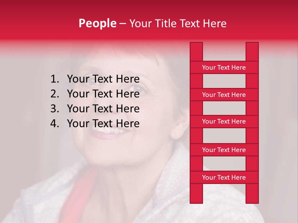 A Woman Smiling With A Red Ribbon Around Her Neck PowerPoint Template