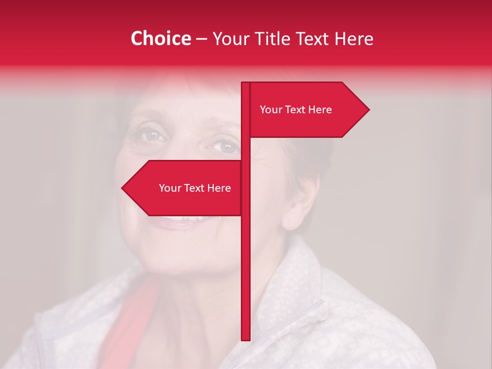 A Woman Smiling With A Red Ribbon Around Her Neck PowerPoint Template