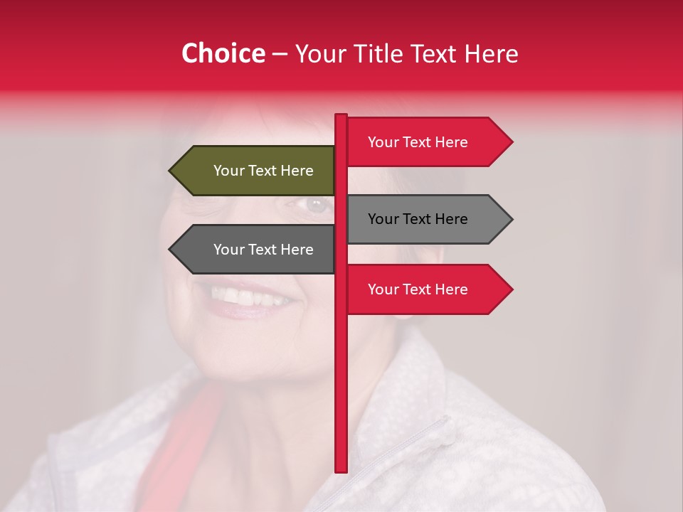 A Woman Smiling With A Red Ribbon Around Her Neck PowerPoint Template