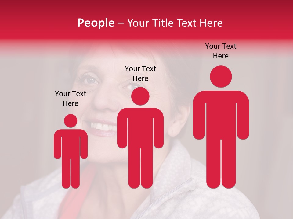 A Woman Smiling With A Red Ribbon Around Her Neck PowerPoint Template