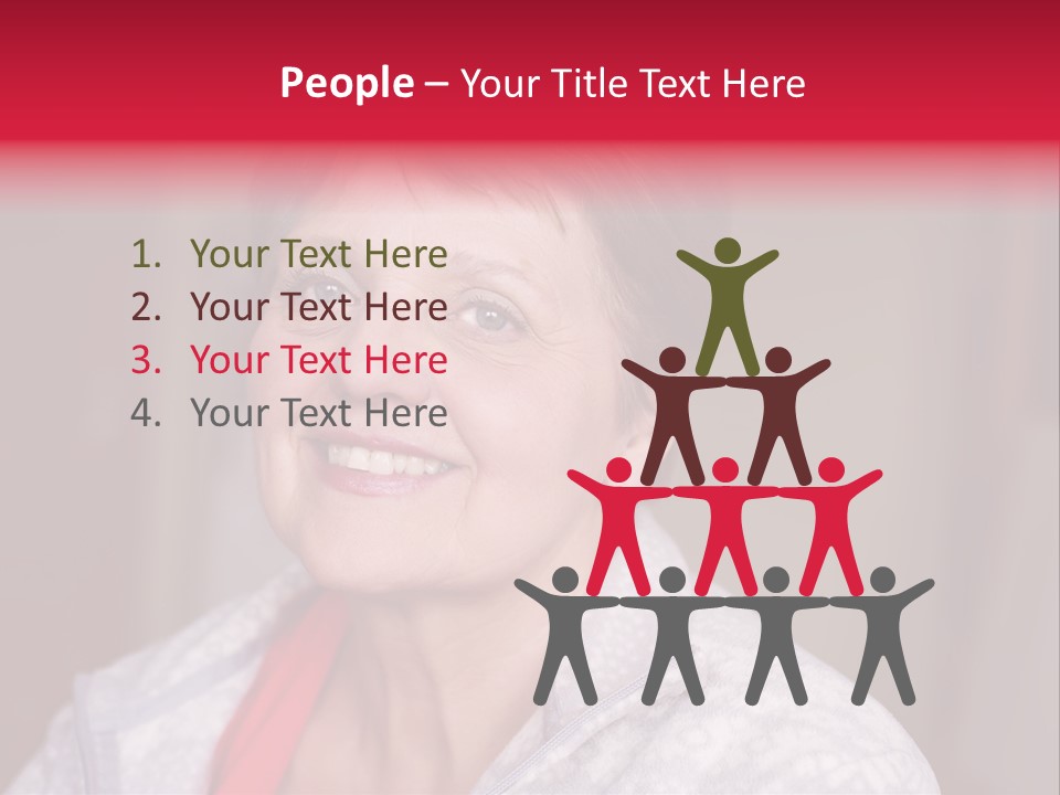 A Woman Smiling With A Red Ribbon Around Her Neck PowerPoint Template