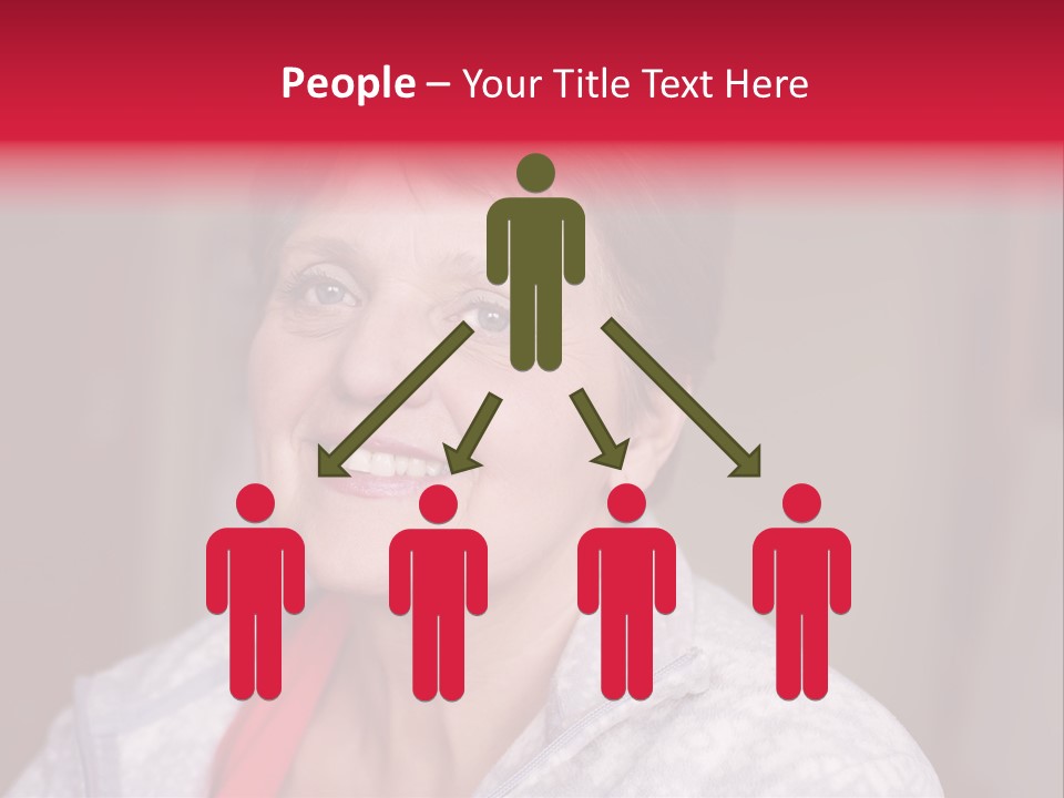 A Woman Smiling With A Red Ribbon Around Her Neck PowerPoint Template