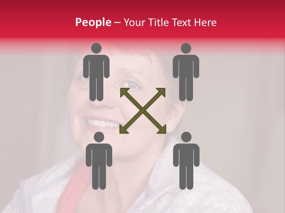 A Woman Smiling With A Red Ribbon Around Her Neck PowerPoint Template