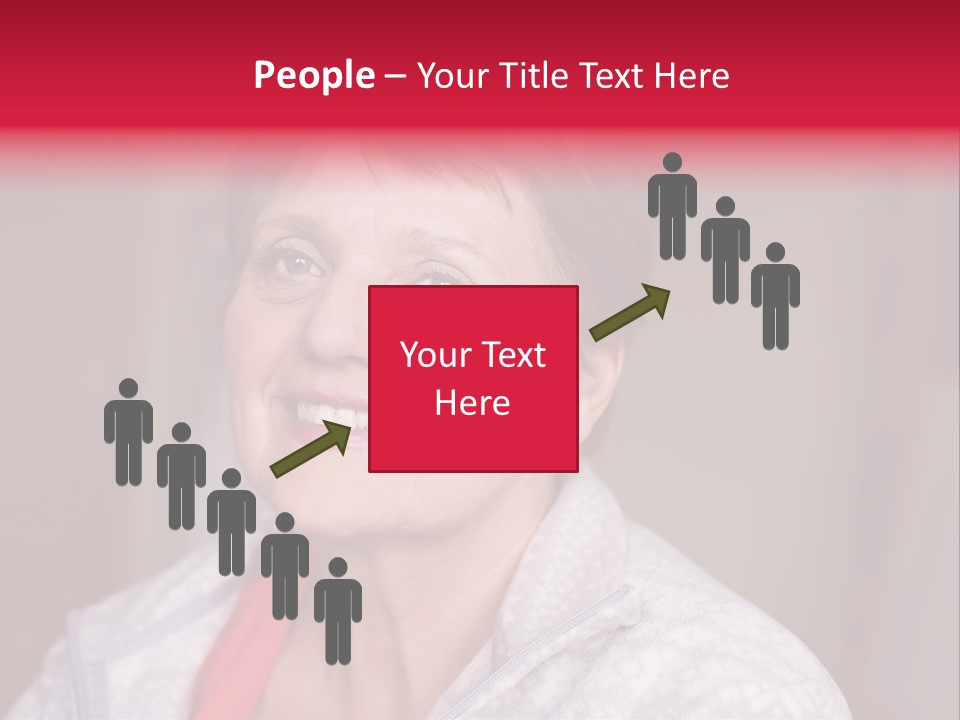 A Woman Smiling With A Red Ribbon Around Her Neck PowerPoint Template