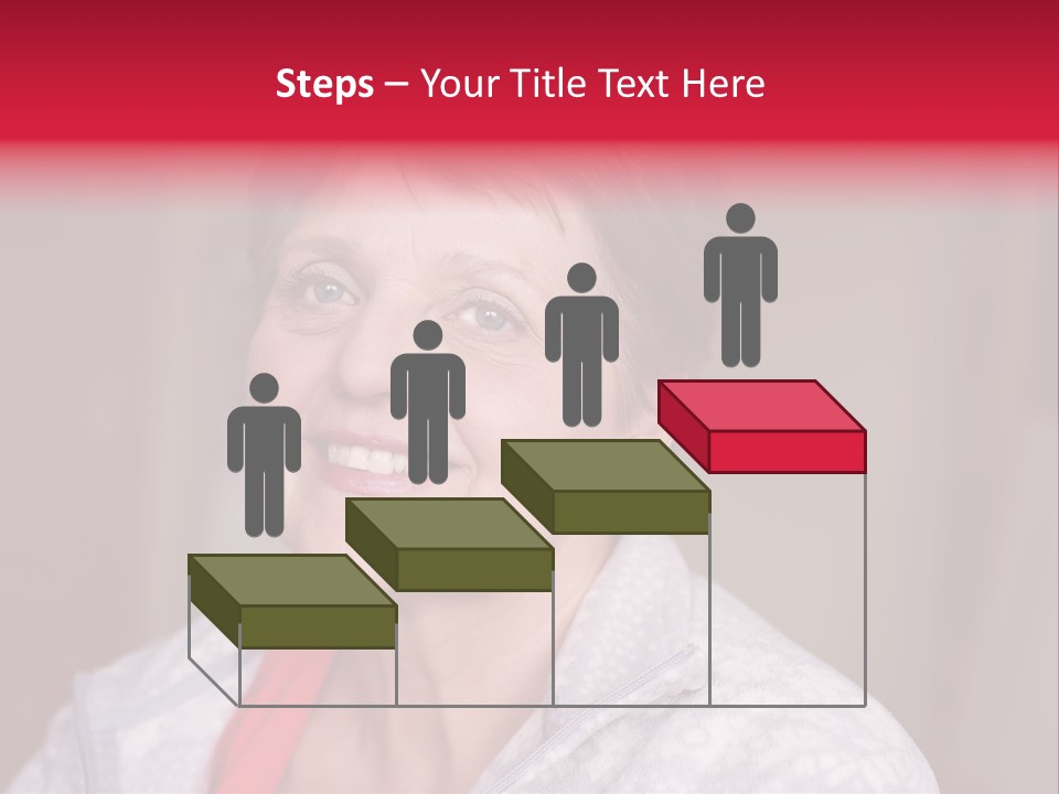 A Woman Smiling With A Red Ribbon Around Her Neck PowerPoint Template