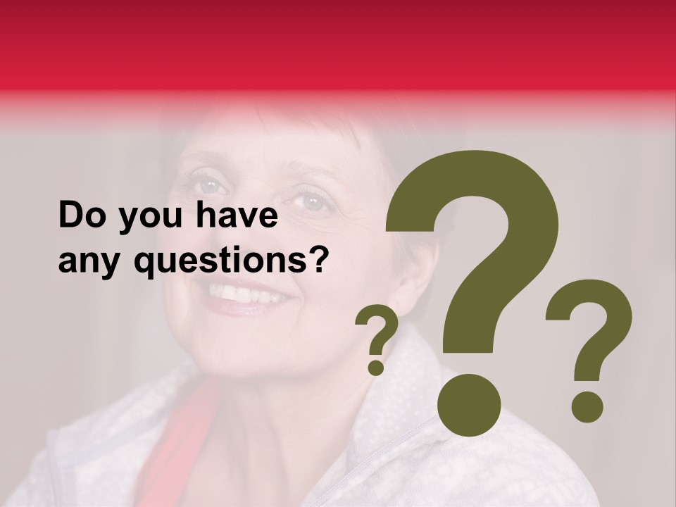 A Woman Smiling With A Red Ribbon Around Her Neck PowerPoint Template