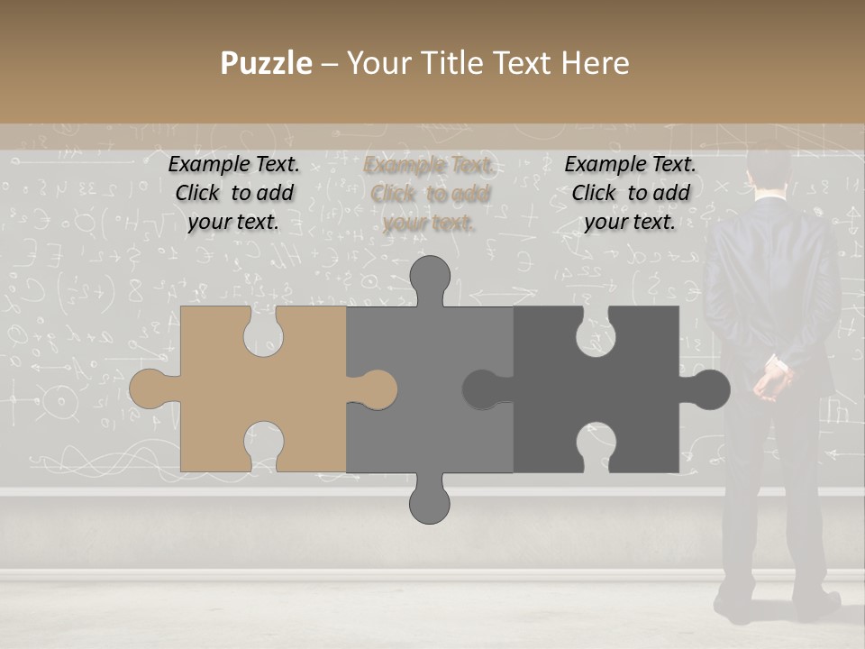 A Man Standing In Front Of A Blackboard With A Lot Of Writing On It PowerPoint Template