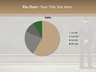 A Man Standing In Front Of A Blackboard With A Lot Of Writing On It PowerPoint Template