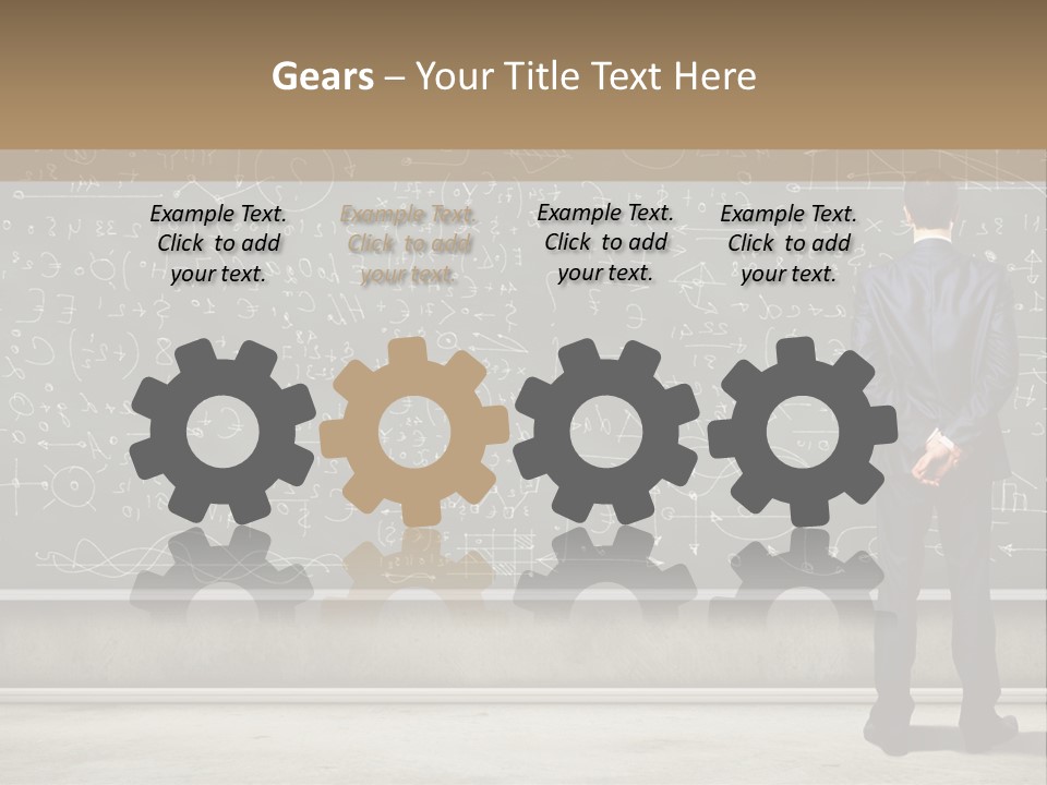 A Man Standing In Front Of A Blackboard With A Lot Of Writing On It PowerPoint Template