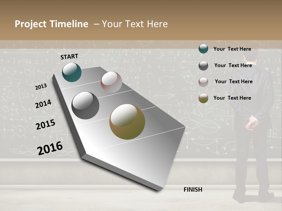 A Man Standing In Front Of A Blackboard With A Lot Of Writing On It PowerPoint Template