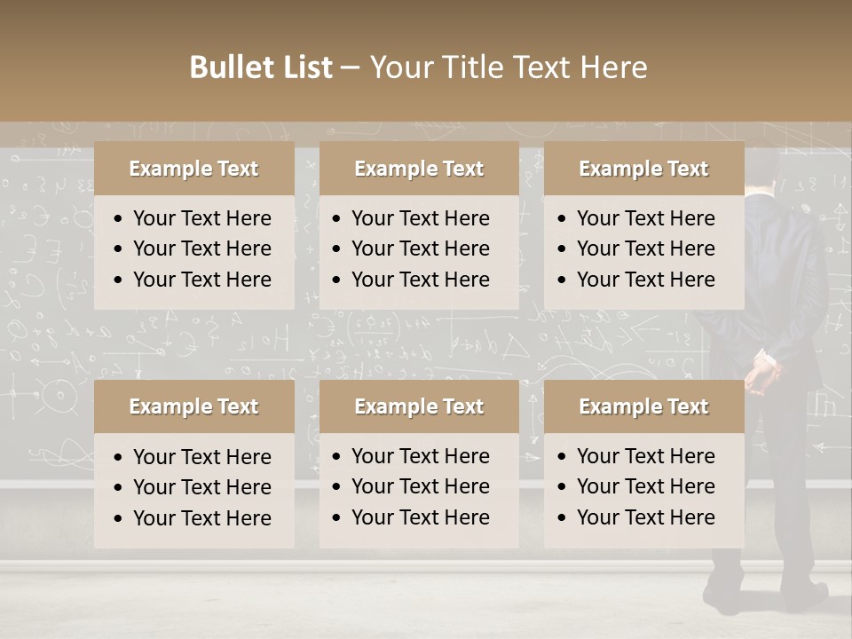 A Man Standing In Front Of A Blackboard With A Lot Of Writing On It PowerPoint Template