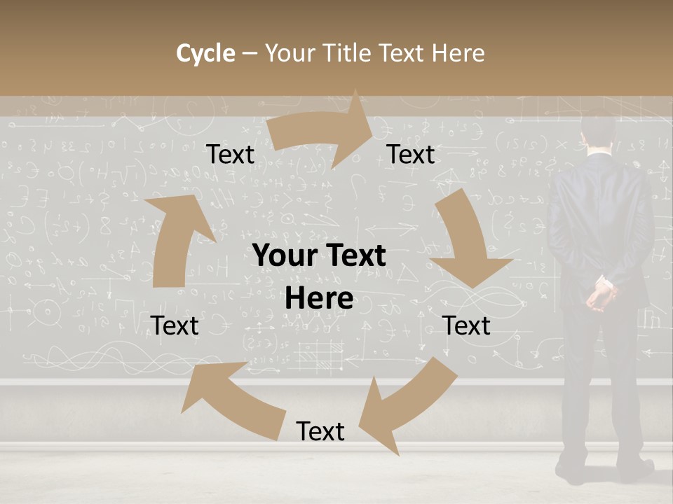 A Man Standing In Front Of A Blackboard With A Lot Of Writing On It PowerPoint Template