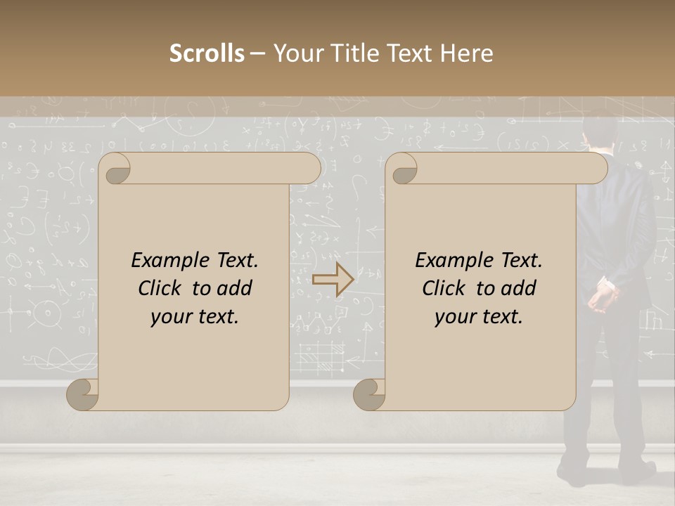 A Man Standing In Front Of A Blackboard With A Lot Of Writing On It PowerPoint Template