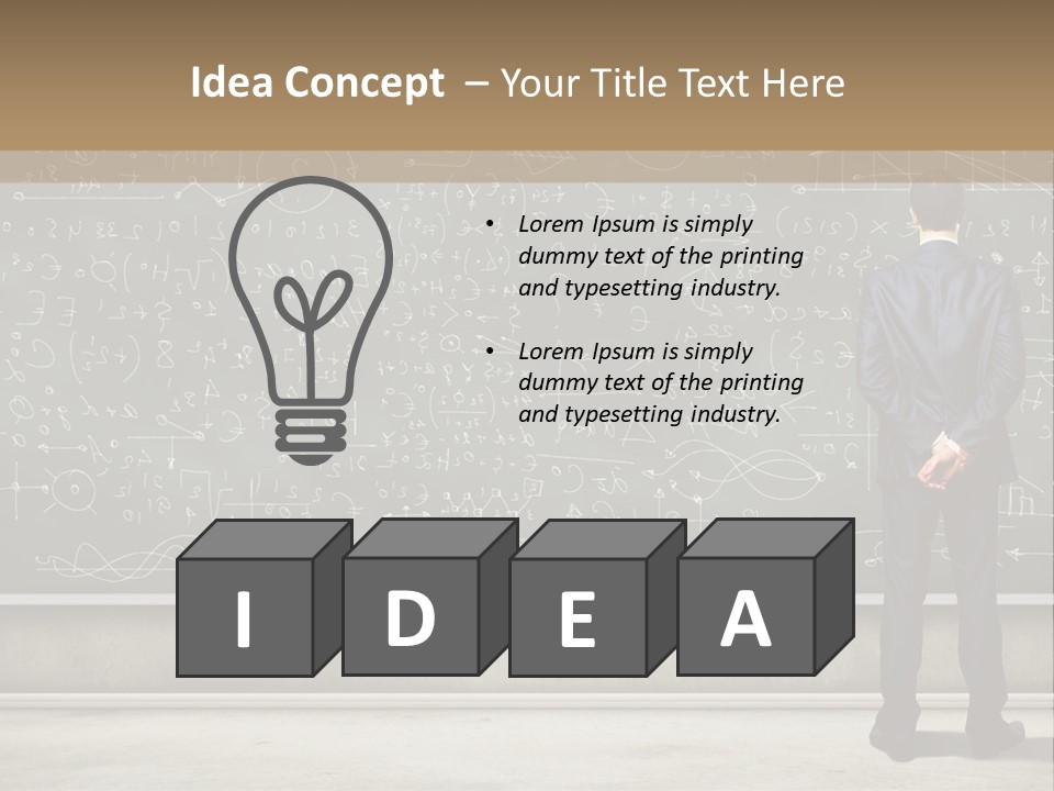 A Man Standing In Front Of A Blackboard With A Lot Of Writing On It PowerPoint Template
