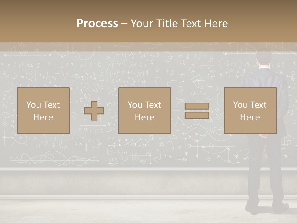 A Man Standing In Front Of A Blackboard With A Lot Of Writing On It PowerPoint Template