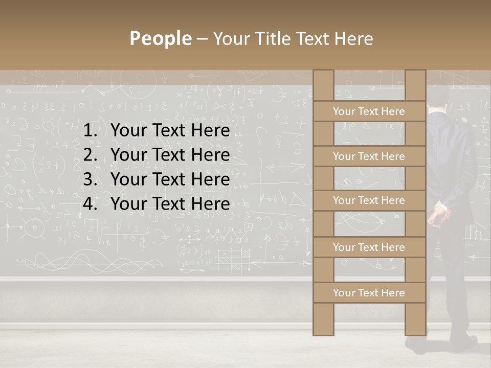 A Man Standing In Front Of A Blackboard With A Lot Of Writing On It PowerPoint Template