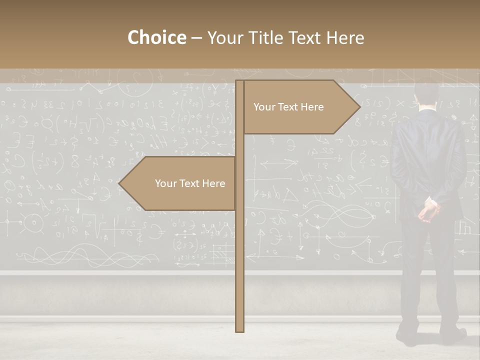 A Man Standing In Front Of A Blackboard With A Lot Of Writing On It PowerPoint Template