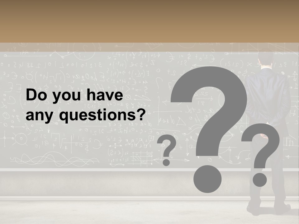 A Man Standing In Front Of A Blackboard With A Lot Of Writing On It PowerPoint Template
