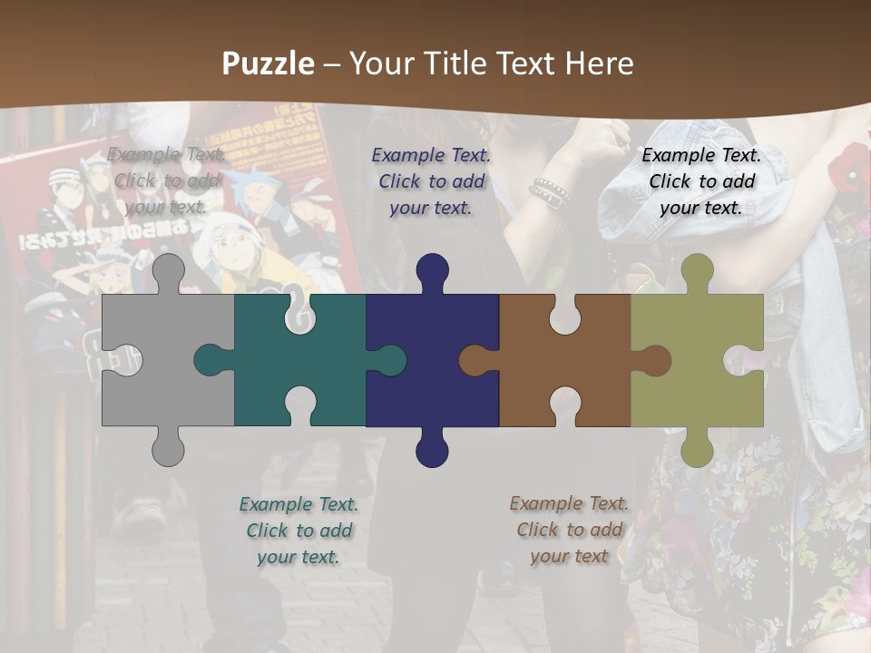 A Group Of People Walking Down A Street PowerPoint Template