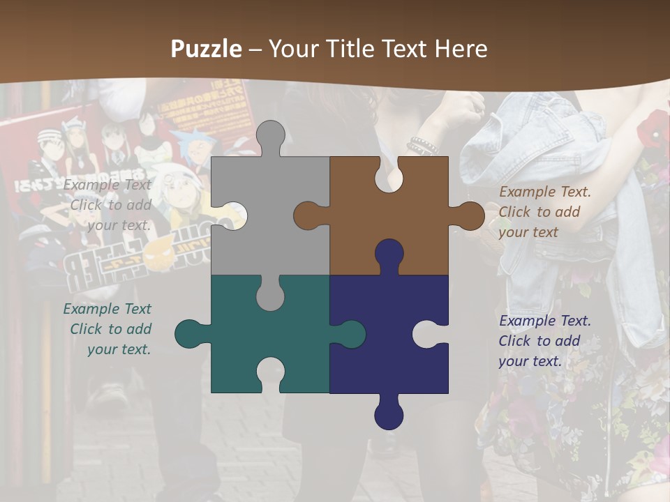 A Group Of People Walking Down A Street PowerPoint Template