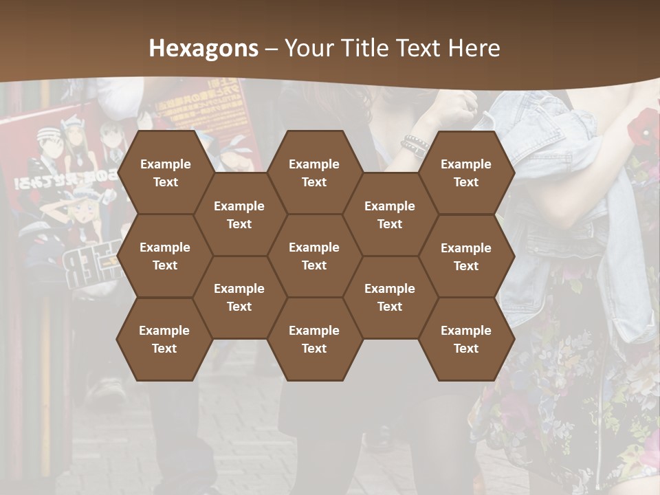 A Group Of People Walking Down A Street PowerPoint Template