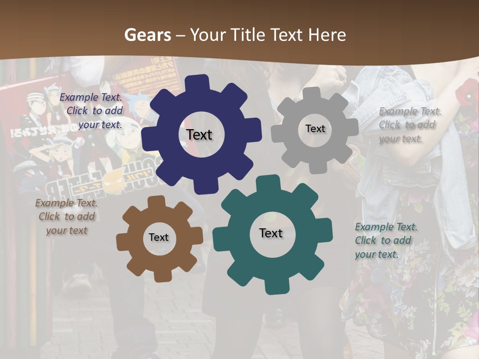 A Group Of People Walking Down A Street PowerPoint Template