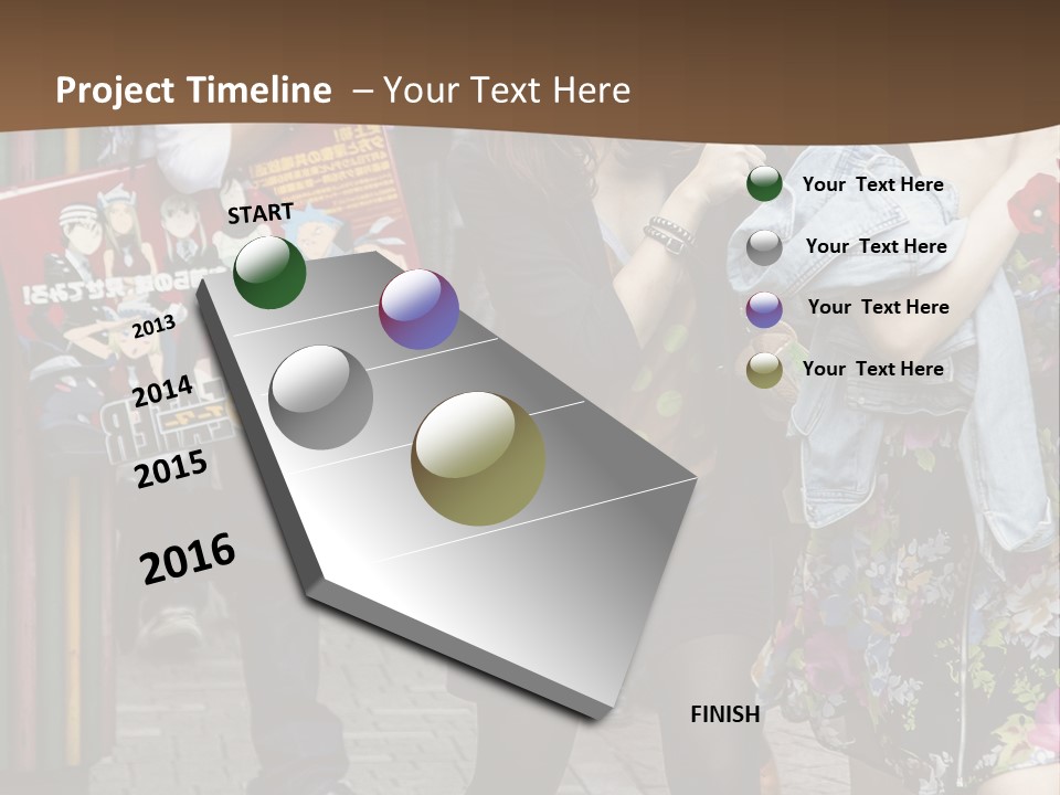 A Group Of People Walking Down A Street PowerPoint Template