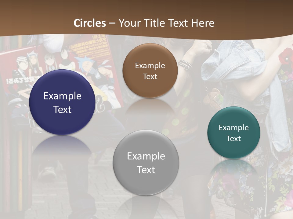 A Group Of People Walking Down A Street PowerPoint Template