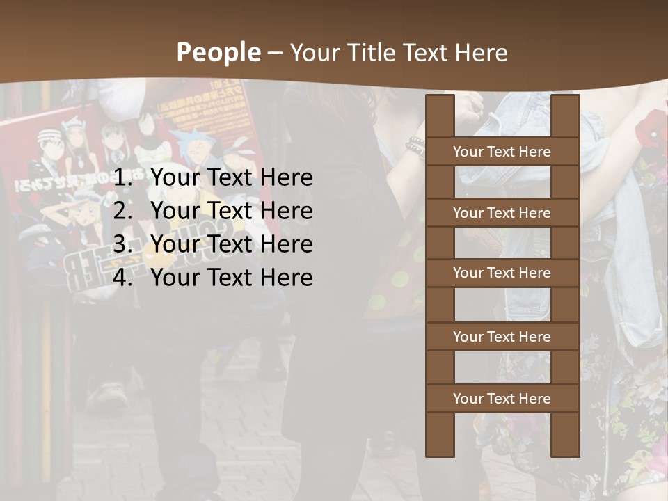 A Group Of People Walking Down A Street PowerPoint Template