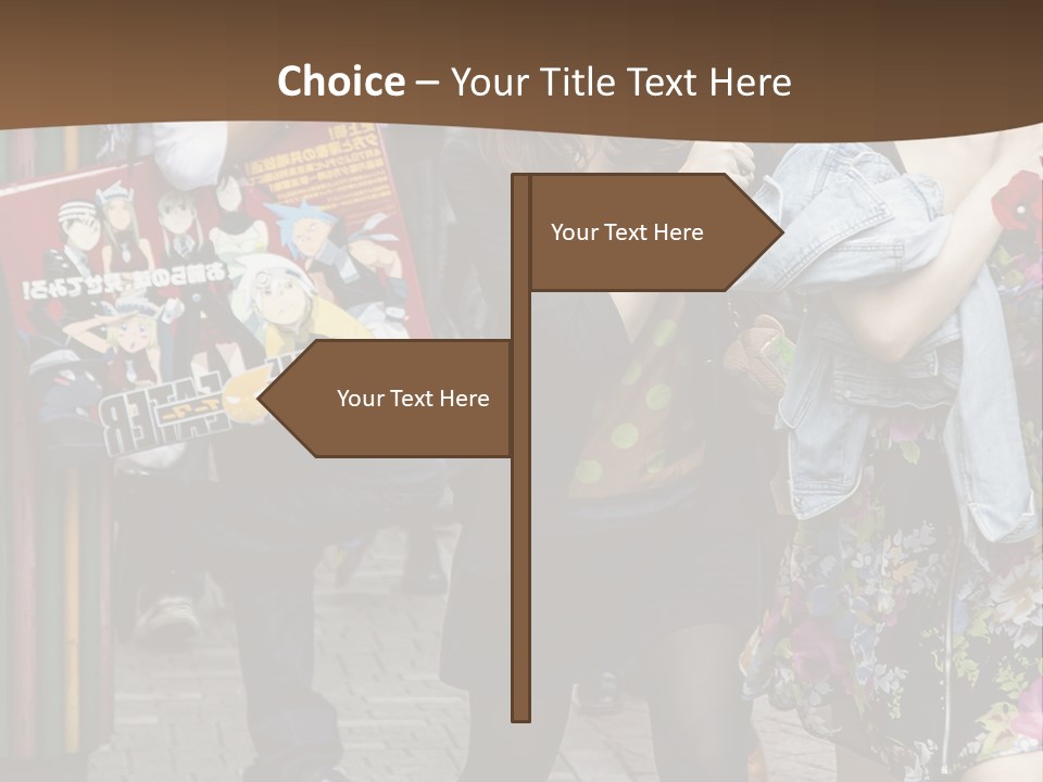 A Group Of People Walking Down A Street PowerPoint Template