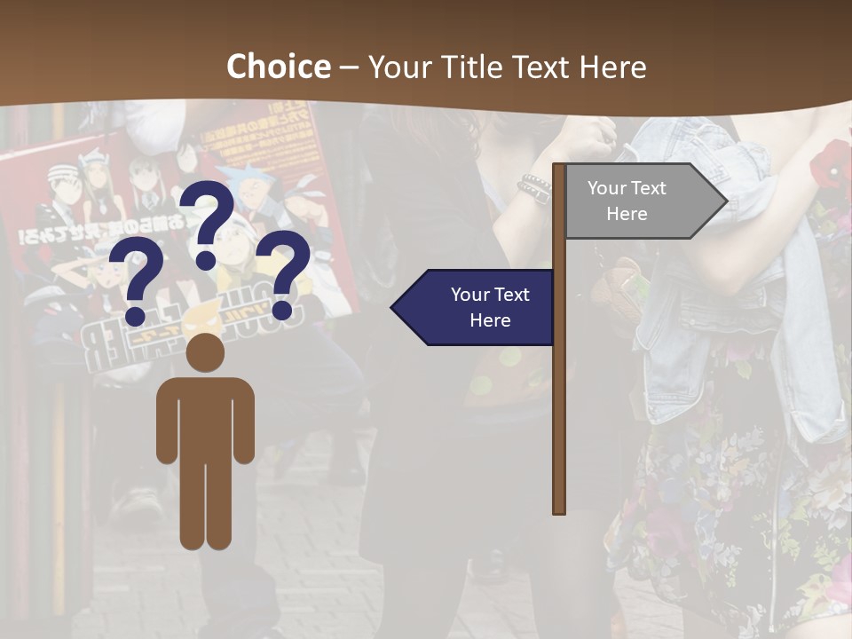 A Group Of People Walking Down A Street PowerPoint Template