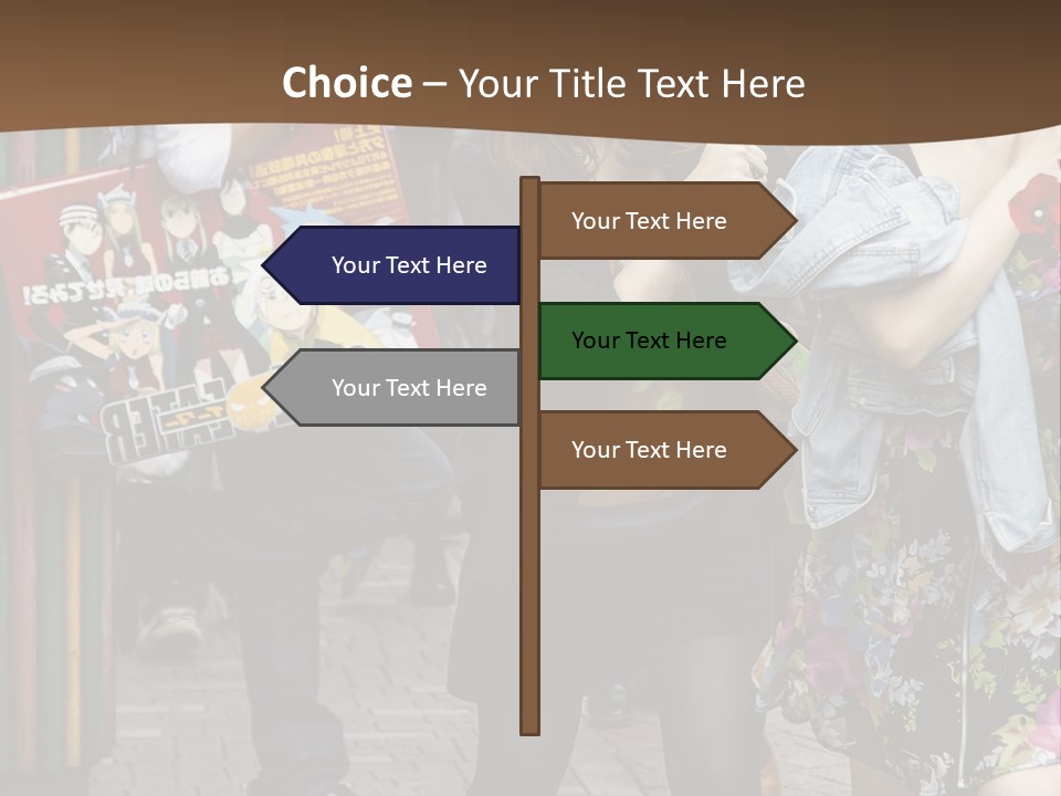 A Group Of People Walking Down A Street PowerPoint Template