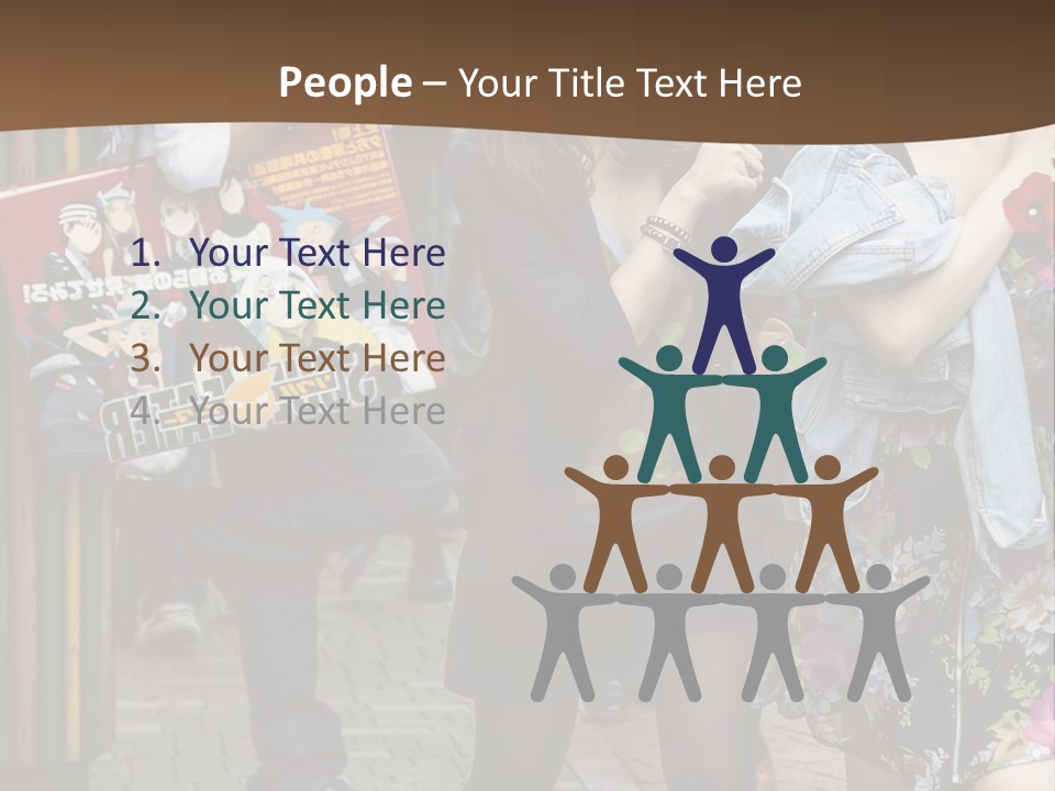 A Group Of People Walking Down A Street PowerPoint Template