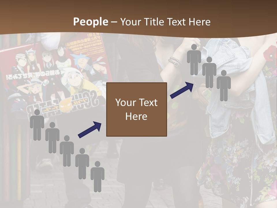 A Group Of People Walking Down A Street PowerPoint Template