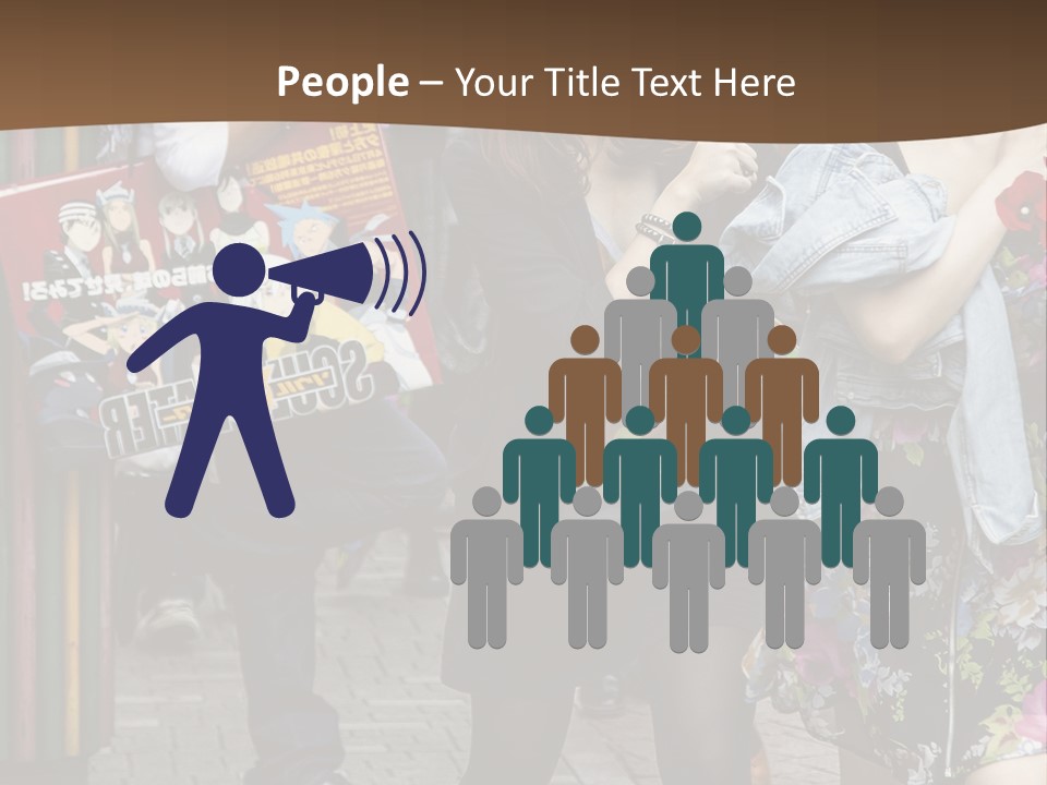 A Group Of People Walking Down A Street PowerPoint Template