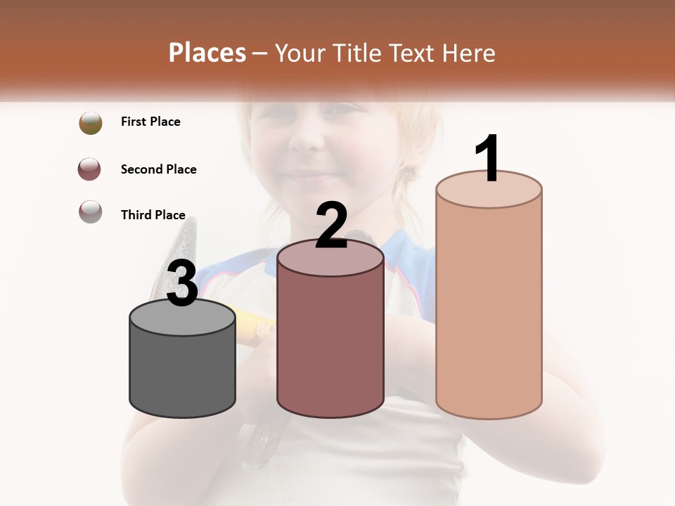 A Little Girl Holding A Hammer And A Banana PowerPoint Template