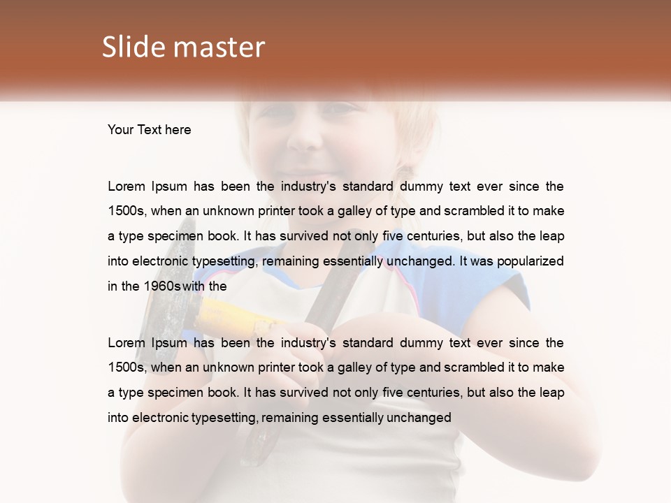 A Little Girl Holding A Hammer And A Banana PowerPoint Template