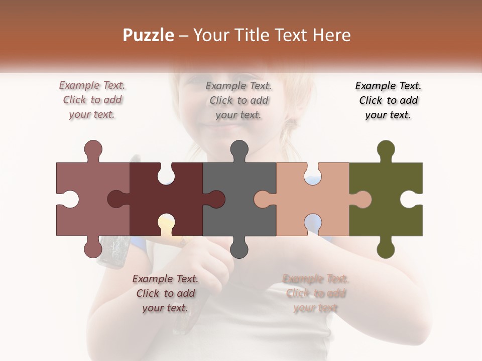 A Little Girl Holding A Hammer And A Banana PowerPoint Template