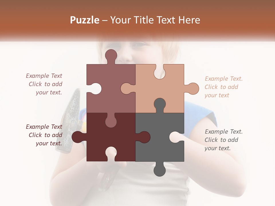 A Little Girl Holding A Hammer And A Banana PowerPoint Template