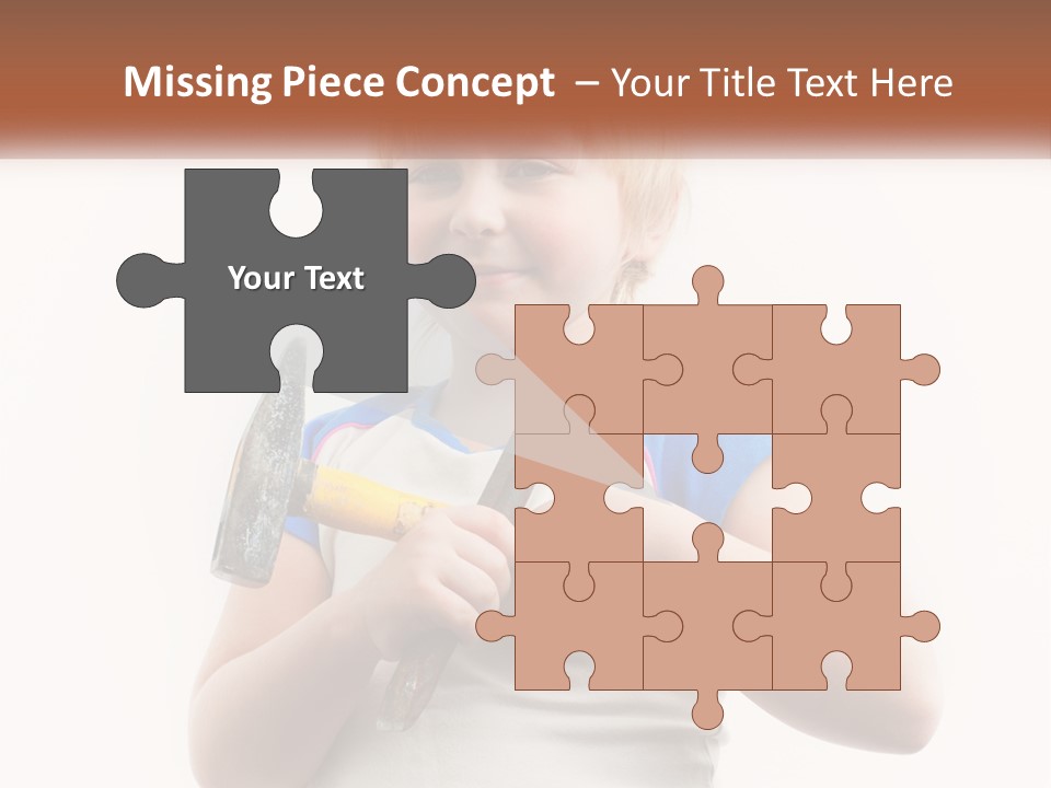 A Little Girl Holding A Hammer And A Banana PowerPoint Template