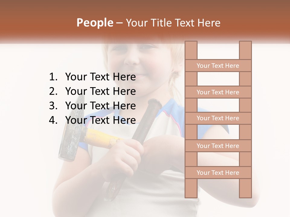 A Little Girl Holding A Hammer And A Banana PowerPoint Template