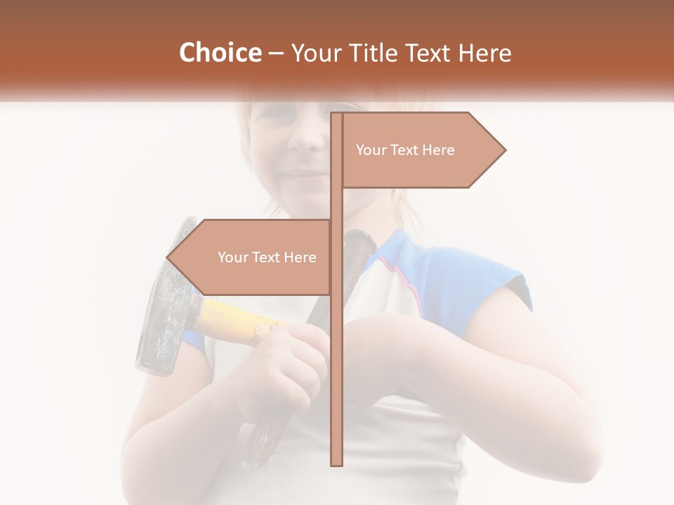 A Little Girl Holding A Hammer And A Banana PowerPoint Template